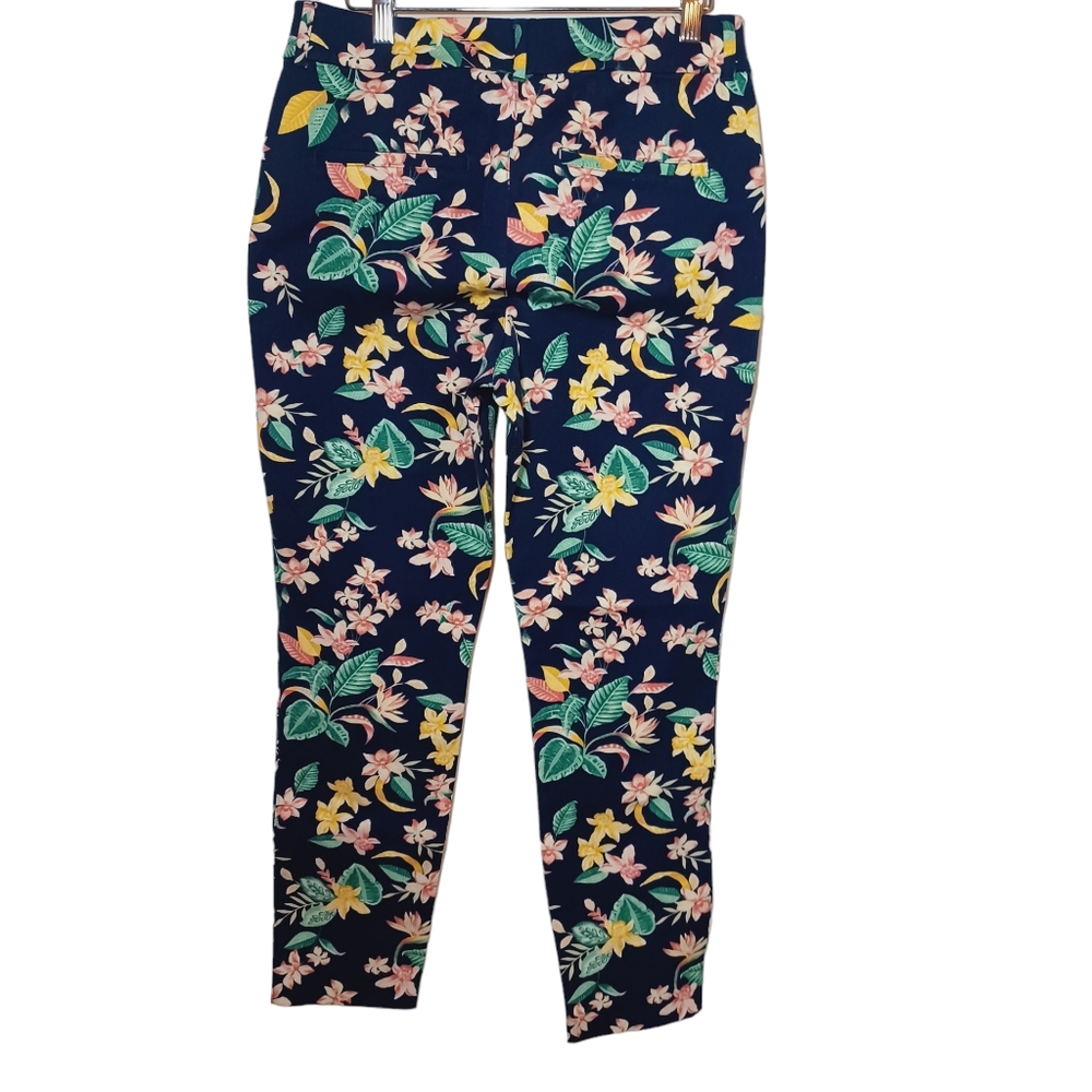 Old Navy Mid-Rise Pixie Ankle Length Blue Pink Chino Stretchy Pants Size 6